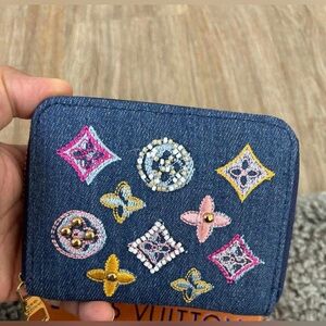 Blue Embroidered Wallet